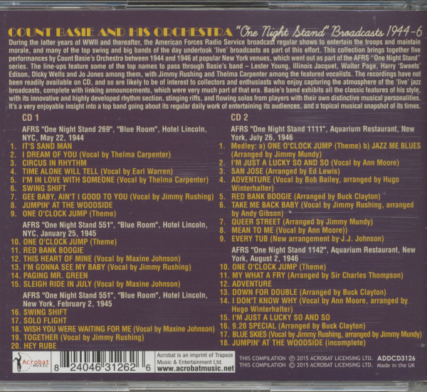 One Night Stand Broadcasts 1944 - 1946 (2-CD)