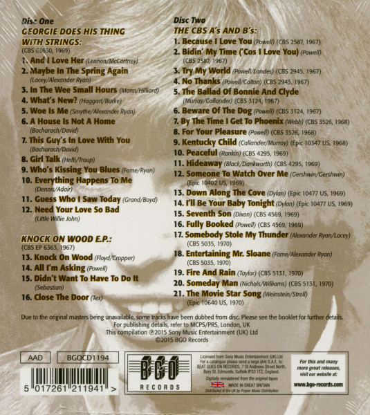 Georgie Does His Thing With Strings - Knock On Wood - The CBS A's And B's (2-CD)
