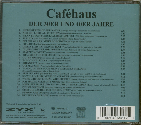 Caféhaus Der 30er Und 40er Jahre (CD)