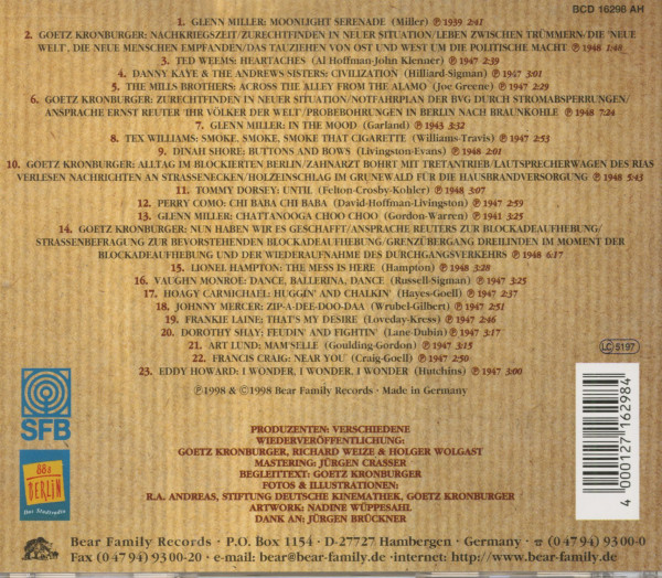 Berliner Blockadejahre - Songs und Zeitdokumente (2-CD Bundle)