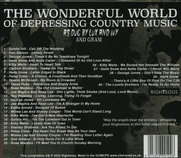 The Wonderful World Of Depressing Country Music (CD)