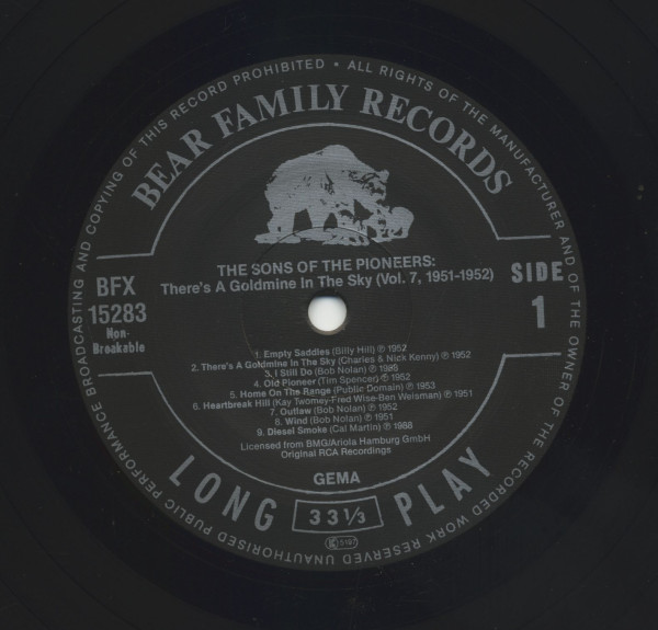 The Sons Of The Pioneers - There's A Goldmine In The Sky - Edition 7, 1951-52 (LP)