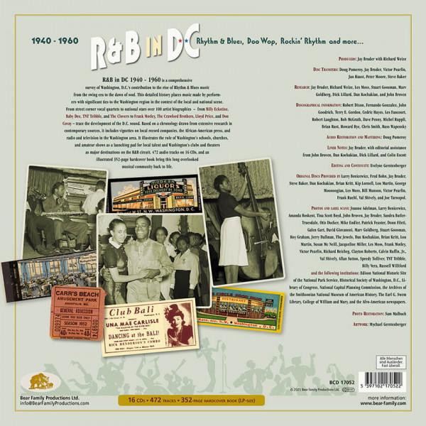R&B in DC 1940-1960 - Rhythm & Blues, Doo Wop, Rockin’ Rhythm and more… (16-CD Deluxe Box Set)