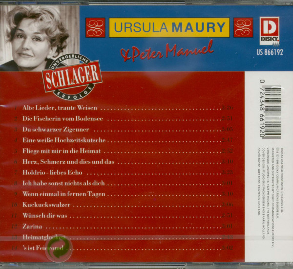 Ursula Maury & Peter Manuel - Unvergeßliche Schlager Erfolge