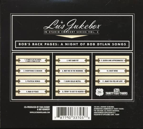 Lu's Jukebox Vol. 3 - Bob's Back Pages - A Night Of Bob Dylan Songs (CD)