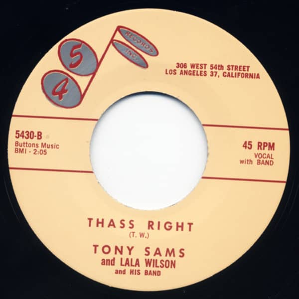 Tony Sams For President - Thass Right 7inch, 45rpm Tony Sams For President - Thass Right 7inch, 45rpm