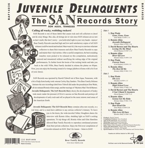 Juvenile Delinquents - The San Records Story (LP, 10inch, 45rpm, Ltd.)