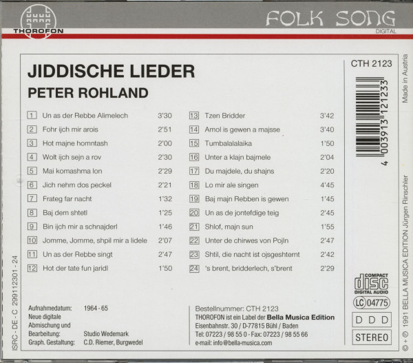 Un as der Rebbe singt - Jiddische Lieder (CD)