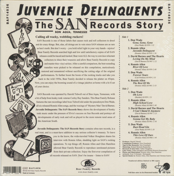 Juvenile Delinquents - The San Records Story (LP, 10inch, 45rpm, Ltd.)