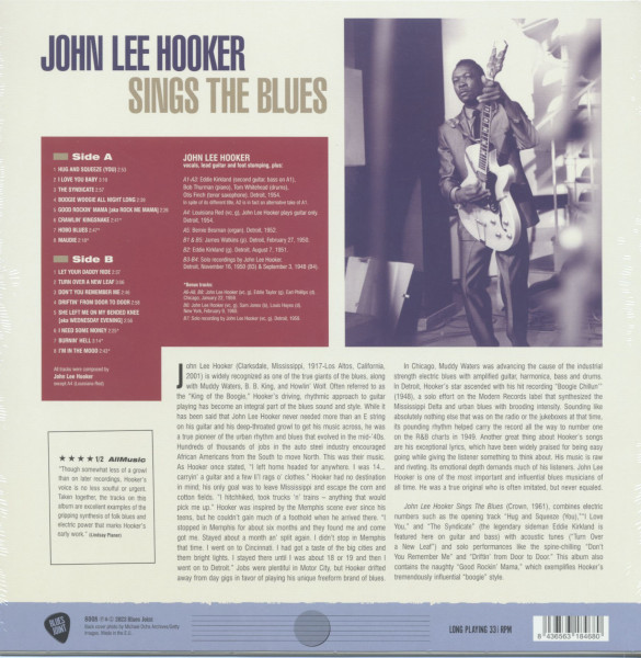 John Lee Hooker Sings the Blues (LP, 180g colored Vinyl)