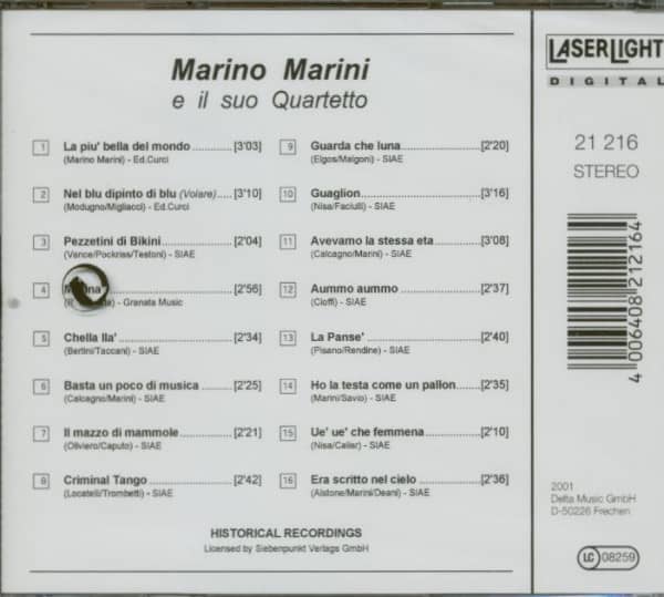 Marino Marini & Suo Quarteto (CD)