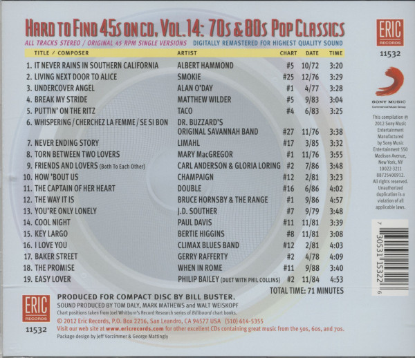 Vol.14 - 70s & 80s Pop Classics (CD)