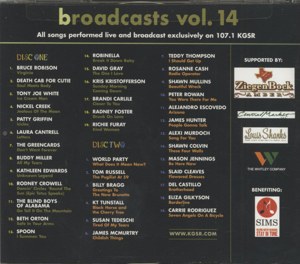 KGSR Broadcasts Vol.14 - Radio 107.1 KGSR Austin (2-CD)