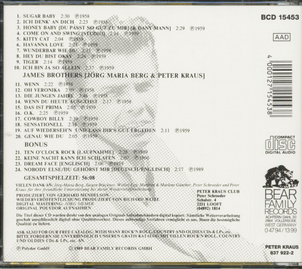 Kraus, Peter Die Singles 1958-60