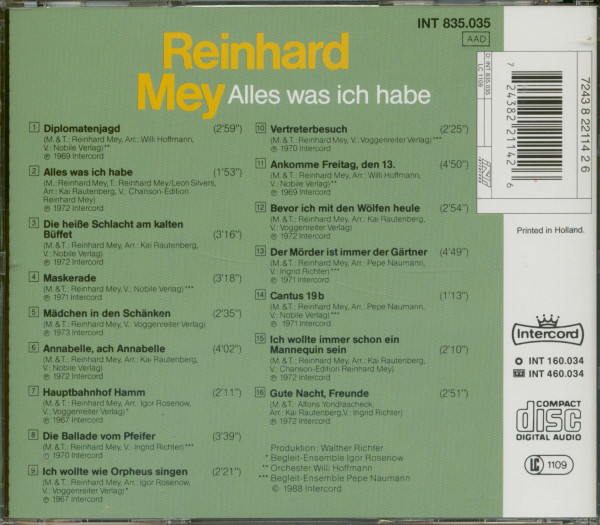 Mey, Reinhard Alles was ich habe - Die 16 großen Chansons