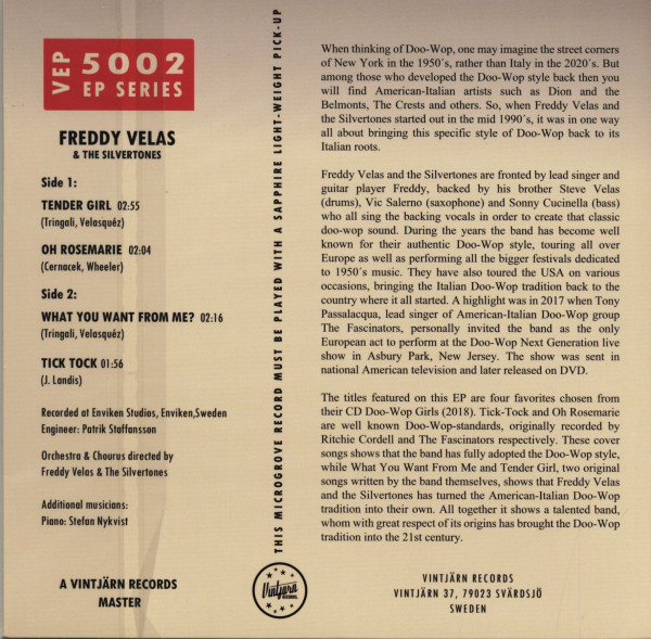 Freddy Velas & The Silvertones - EP Series Vol.2 (7inch, 45rpm, EP)
