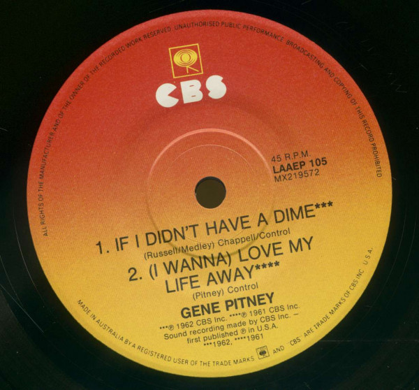 Gene Pitney (7inch, 45rpm, PS, SC, EP)