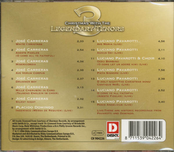 Christmas With The Three Legendary Tenors (CD)
