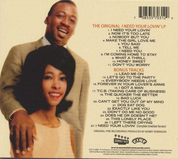 I Need Your Lovin' - The Fire Records Sessions (CD)