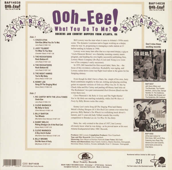 Ooh-Eee! What You Do To Me?! - Stars, Inc. Rockers and Country Boppers from Atlanta, GA (LP, 10inch, 45rpm, Ltd.)