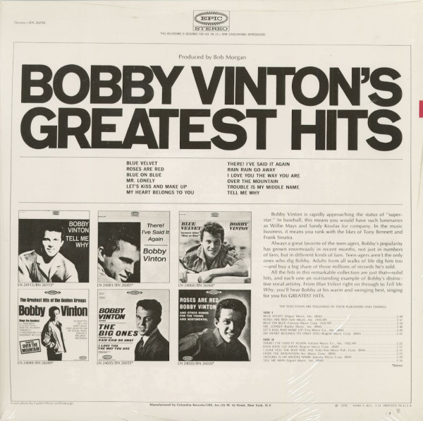 Bobby Vinton's Greatest Hits (Stereo) (LP)