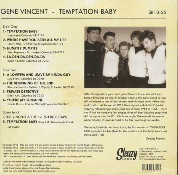 Temptation Baby - The Complete Columbia Singles (LP, 10inch)