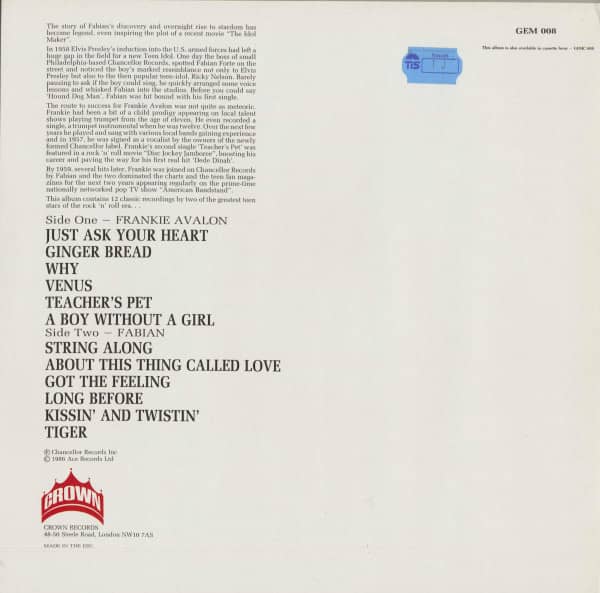 Teen Kings - Fabian & Frankie Avalon (LP)