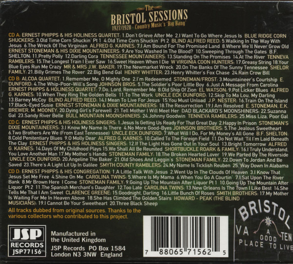The Bristol Sessions - 1927/1928 Country Music's 'Big Bang' ( 4-CD)