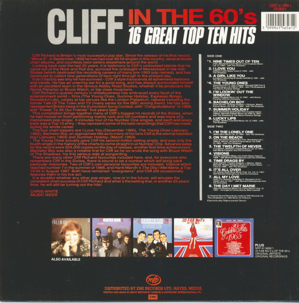 Cliff In The 60's - 16 Great Top Ten Hits (LP)