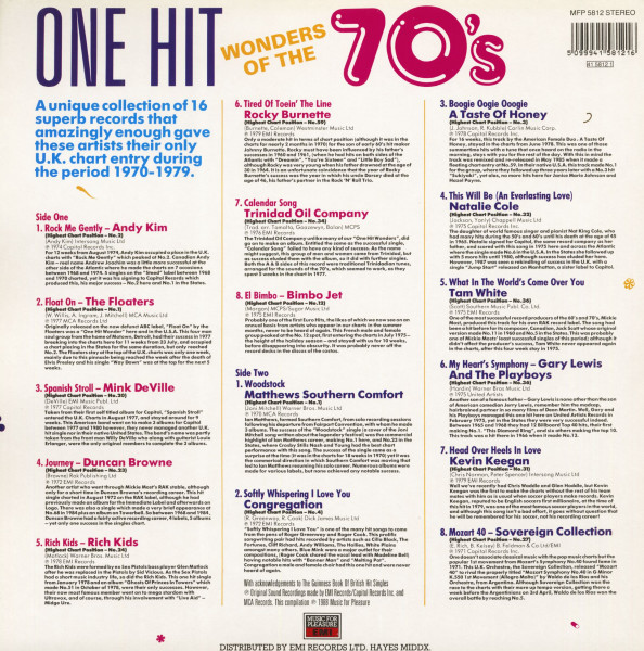 One Hit Wonders Of The 70's (LP)