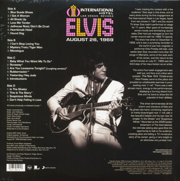 The International Hotel, Las Vegas, Nevada, August 26,1969 (2-LP)
