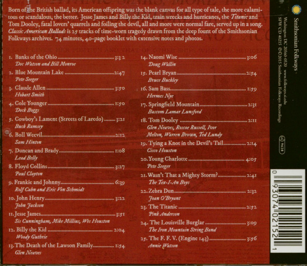 Classic American Ballads From Smithsonian Folkways (CD)