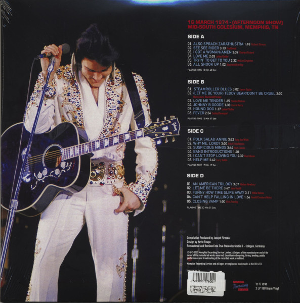 From Elvis In Memphis - Recorded Live 1974 (2-LP, 180g Clear Vinyl, Ltd.)