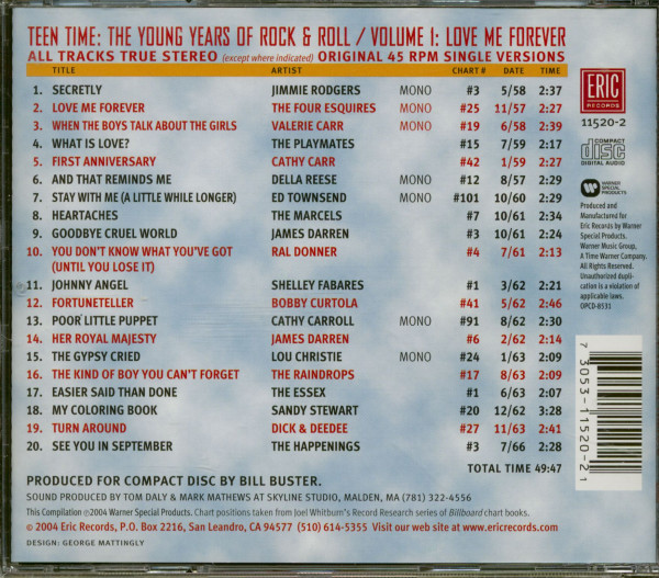 Teen Time Vol.1 - Love Me Forever - The Young Years Of Rock & Roll (CD)