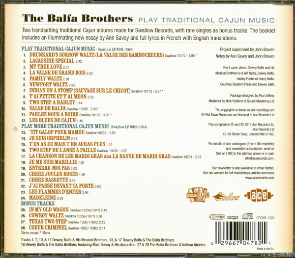 The Balfa Brothers Play Traditional Cajun Music (CD)
