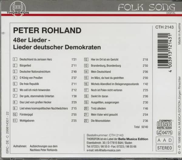48er Lieder - Lieder deutscher Demokraten (CD)