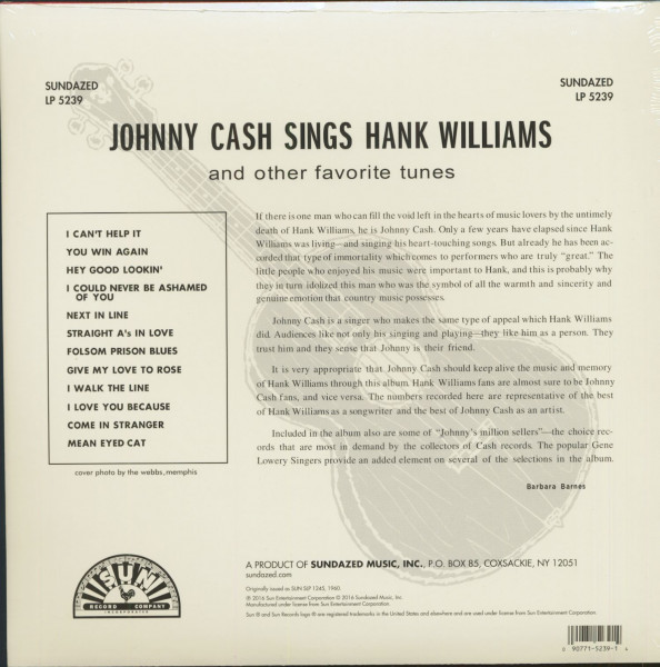 Johnny Cash Sings Hank Williams (LP)