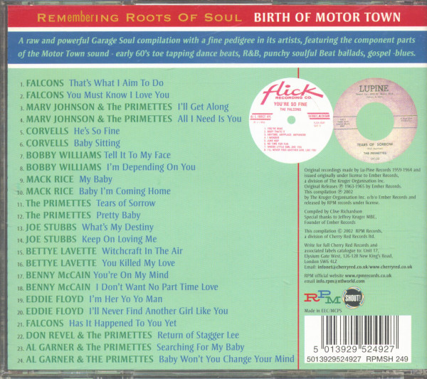 Birth Of Detroit Motor Town - Remembering Roots Of Soul (CD)