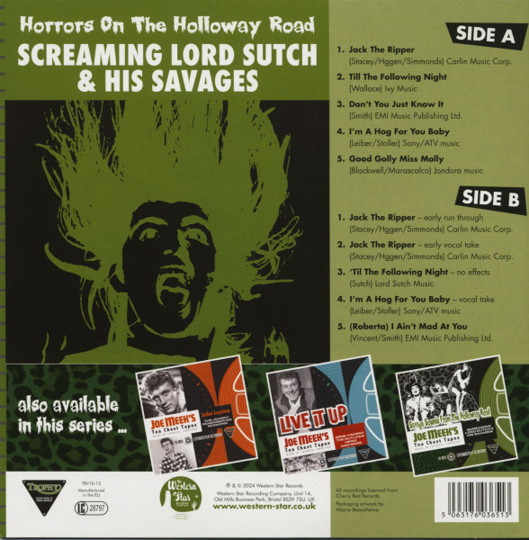 Joe Meek's Tea Chest Tapes - Horrors On The Holloway Road (LP, 10inch)