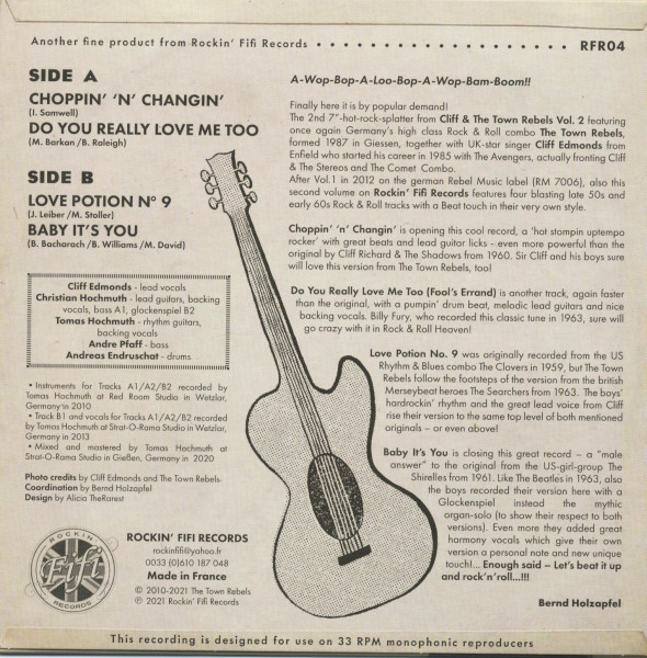 Cliff & The Town Rebels Vol.2 ( 7inch, 33rpm, EP, PS, SC)