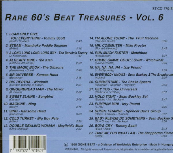 Rare 60's Beat Treasures Vol.6 (CD)