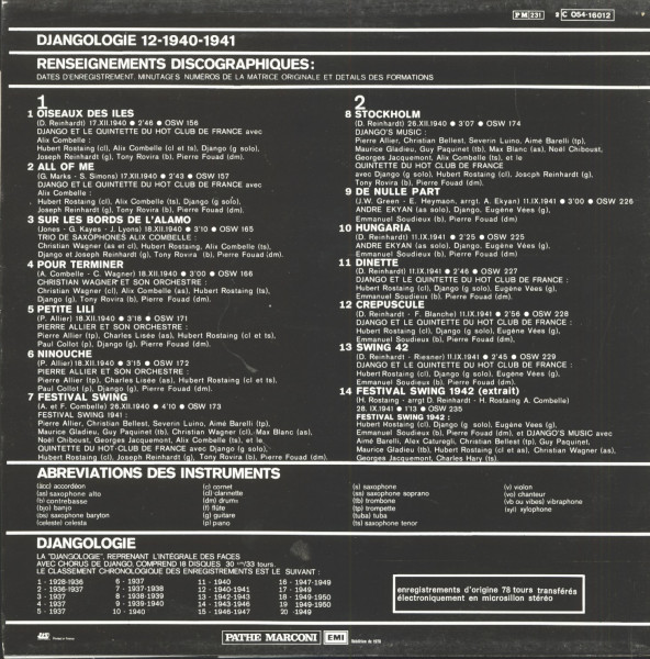 Djangologie 12 (1940-1941) (LP)