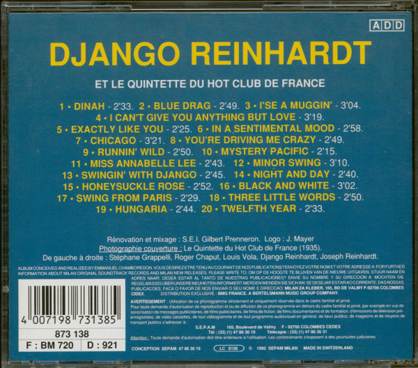 Et Le Quintette Du Hot Club De France (CD)