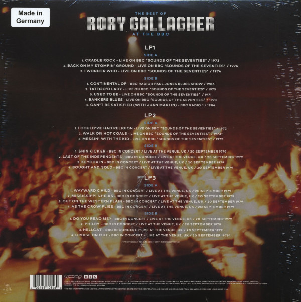 The Best Of Rory Gallagher At The BBC (3-LP)