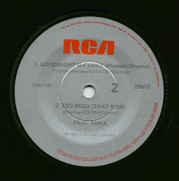 Paul Anka - Australian EP Series (7inch, 45rpm, SC, PS)