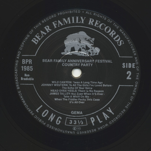 Bear Family 10 Years Anniversary Festival 1985 (LP)