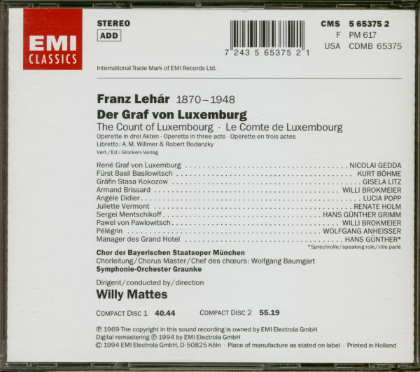 Der Graf Von Luxemburg (2-CD)