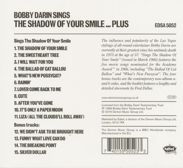 Bobby Darin Sings The Shadow Of Your Smile (CD)