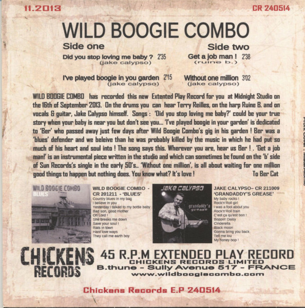 Did You Stop Loving Me Baby?- I've Played Boogie In Your Garden - Get A Job Man! - Without One Million (7inch, 45rpm, EP, PS)
