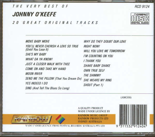 The Very Best Of Johnny O'Keefe - 20 Great Original Tracks (CD)